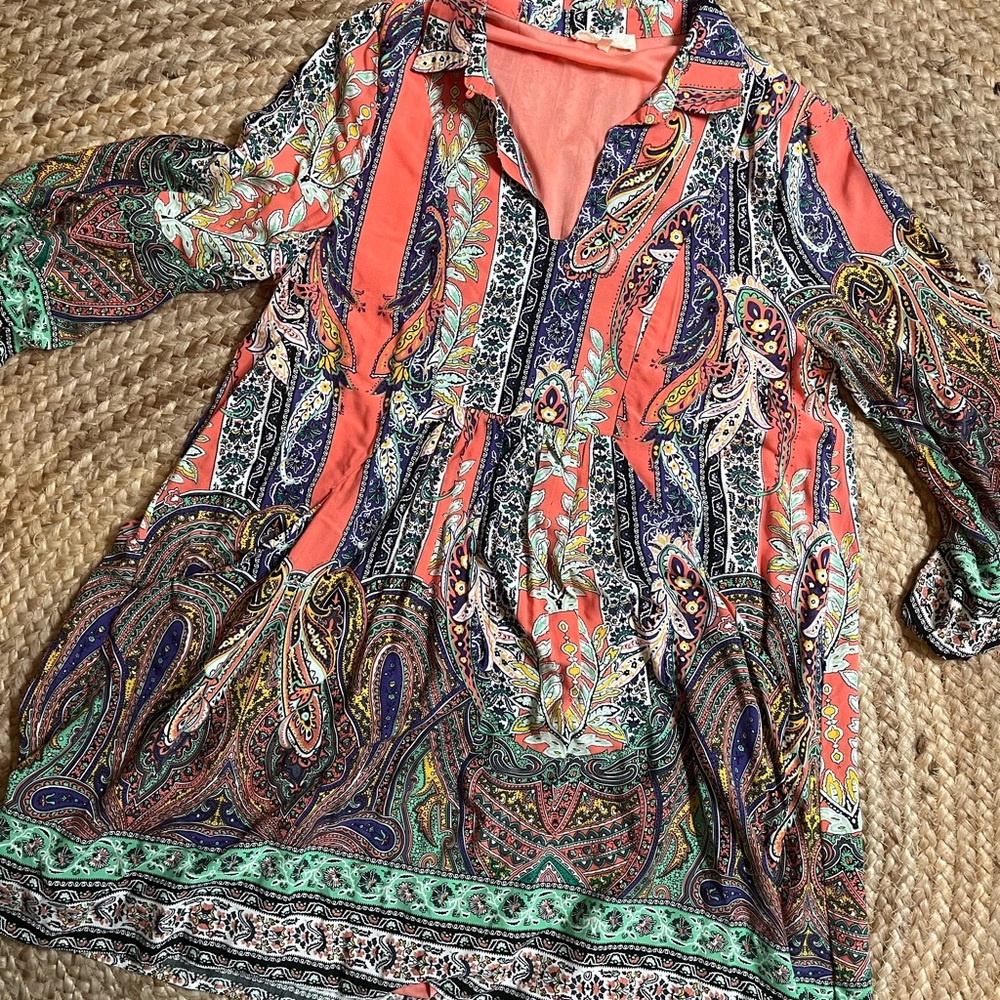 Colorful Paisley Tunic Dress